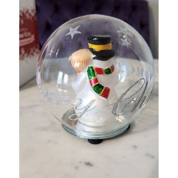 Color Changing Handblown Snowman Glass Globe LED Light Up Merry Christmas - Picture 3 of 6